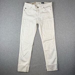 AG Adriano Goldschmied Womens 28 Stevie Cuff Slim Straight Denim Jeans White